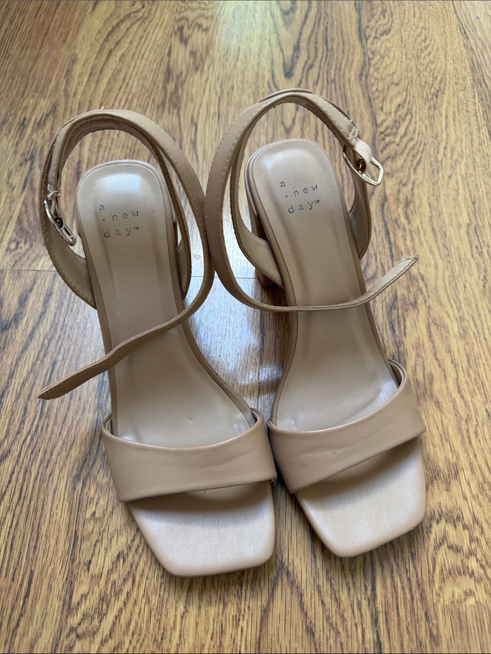 A new day nude beige block heel sandal